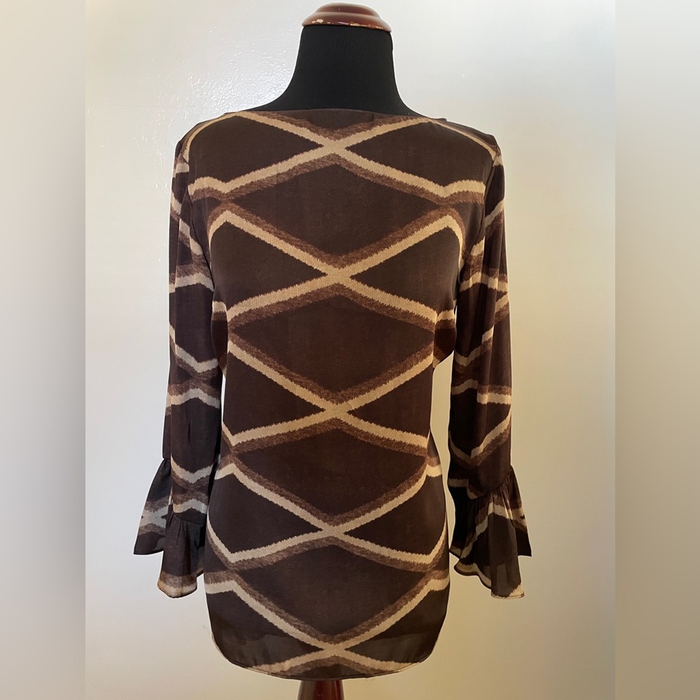 Ralph Lauren Women's Brown Geometric Blouse
